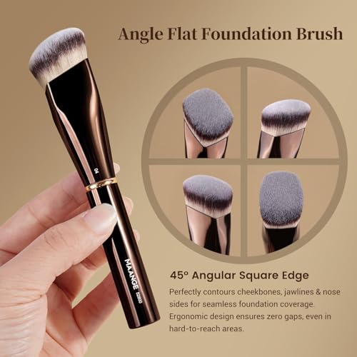 MAANGE 16 Pcs Professional Makeup Brushes, Double Sided Foundation Powder Contour Blush Set Complete Set with Pouch and Gift Box (Coffee Brown)