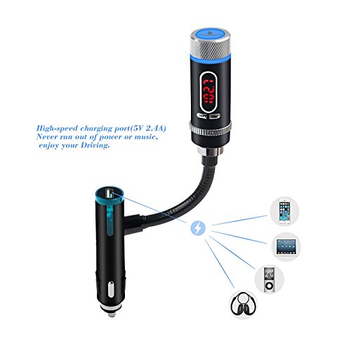 Bluetooth FM Transmitter, Wireless Bluetooth Radio Adapter Handsfree Car Kit with USB Charger - Hands-Free Calling Music Control for Any Smart Phones with 3.5mm Audio Plug
