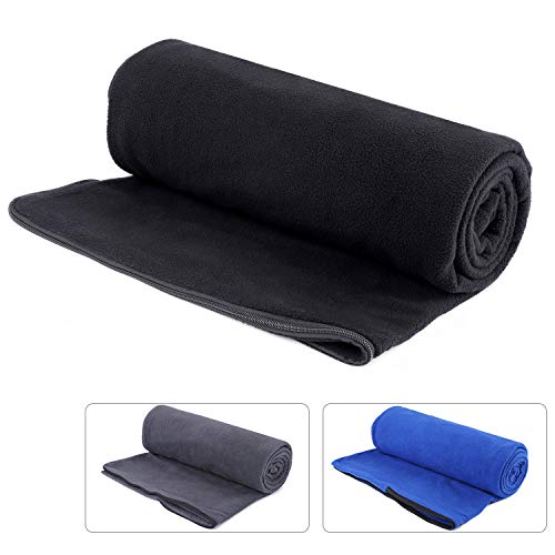 Fleece Sleeping Bag Liner Travel Sheet Camping Sleep Sack Ultralight Zippered Storage Bag Full Sized Zipper Backpacking Blanket for Traveling, Camping, Hiking, Outdoor Activities (Black)