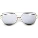 zeroUV Oversize Metal Frame Thin Temple Color Mirror Flat Lens Aviator Sunglasses 62mm (Gold/Silver Mirror)
