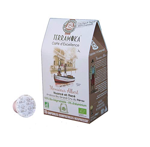 Terramoka Albert Espresso – 105 aluminiumfreie & kompostierbare Bio-Kaffeekapseln, Nespresso® kompatibel