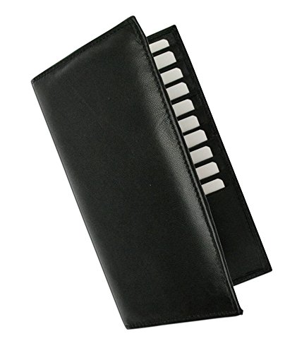 New RFID Blocking Premium Genuine Leather Bifold Credit Card ID Holder (Black)