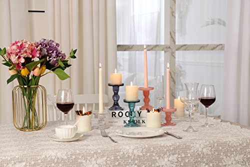 GMWD 3 Pcs Glass Candle Holder Set Clear, Transparent Candlesticks Holders Pillar Taper Candles Tealight Stand for Wedding Centerpieces Home Decorations Dining Table
