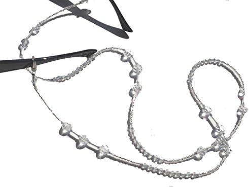 Alily 1 Pack White Eyeglass Chain Beaded Sunglasses Strap and Cords