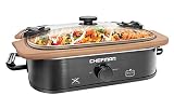 Chefman Natural Casserole Slow Cooker with Locking Lid, Stoneware Crock Insert is Stovetop, Oven and Dishwasher Safe, 3.5 QT