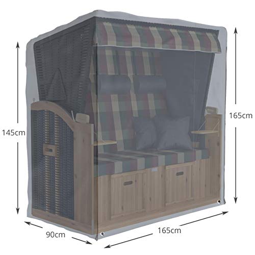 SANZARO Strandkorb Schutzhülle winterfest 165 cm XXL passend für 160 breit | RipStop-Technologie mit 600D Oxford Stoff… – Bild 8