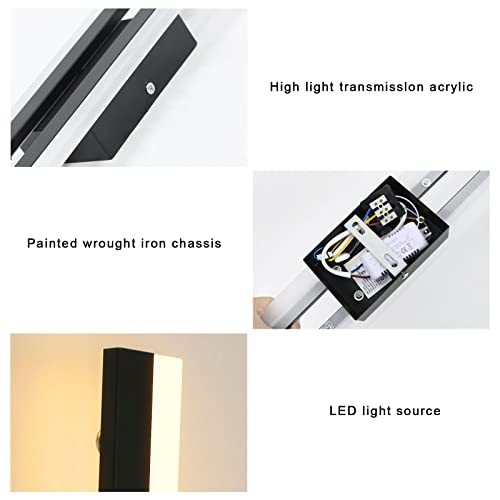 Riserva Wall Light LED Indoor Modern 16 W Warm White 3000 K Black | Wall lamp creative long parallel for living room, corridor, stairs, 40 cm