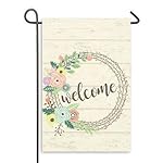 Welcome Wreath Garden Flag Outdoor Patio Seasonal Holiday Fabric 12.5"X18"