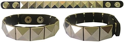 Silver color leatherette PVC bracelet wristband 1 row