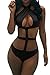 Viottiset Women's Sexy Bandage Criss Cross One Piece Cutout Plunge Monokini Swimsuit Bathing Suit Swimwear Beachwear Black S