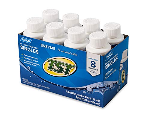 Camco TST Clean Scent RV Toilet Treatment, Formaldehyde Free, Breaks Down Waste And Tissue, Septic Tank Safe, Treats up to 8 - 40 Gallon Holding Tanks (8-pack of 4 ounce singles) - 41501