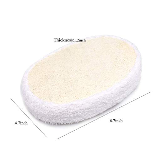 Loofah Sponge Exfoliating Pads,2 Packs Bath Shower Sponges Natural Loofah Large Back Scrubber for Men and Women Body Cleansing White,4.7x6.7 Inch