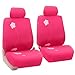 FH Group Front Set Cloth Car Seat Covers - Low Back Car Seats with Removable Headrest, Universal Fit, Airbag Compatible for SUV, Sedan, Van, Pink