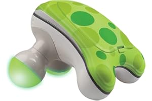 HoMedics Ribbit Mini Handheld Massager, Vibrating Electric Massager with Comfort Grip and LED Light, Batteries Included, Comes in variable colors, Green, Blue or Pink (Color May Vary)