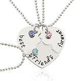 BESTOYARD Friendship Necklace Best Friends Forever Necklace Engraved Puzzle Friendship Pendant Necklaces Set Silver