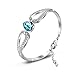 SILYHEART Love Heart Bangle Bracelet Made with Swarovski Element Crystal, Bracelet Gift for Women Teen Girls