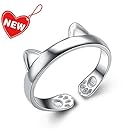 S&E Women's 925 Sterling Silver Rings Simple Cute Cat Design Opening Finger Ring (Dragon Cat)