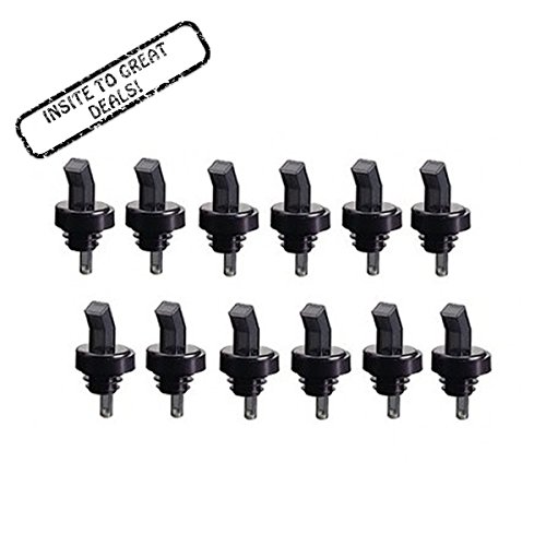 12 Olive Oil Liquor Wine Free Flow Bottle Pourer Dispenser Spouts Square Smokey Black Plastic with Screen.