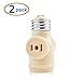 Cable Matters ETL Listed 2-Pack Light Socket to Plug Adapter (Light Socket Outlet/Light Bulb Adapter) with 2X AC Outlets in Ivory