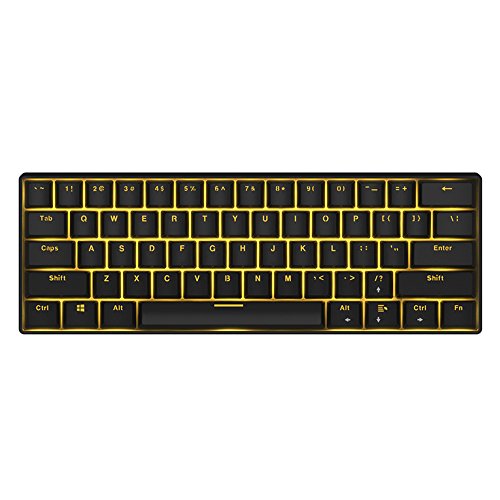 Royal Kludge RK61 61 Keys Wired/Wireless Bluetooth 3.0 Multi-Device LED Backlit Mechanical Gaming/Office Keyboard for iOS, Android, Windows and Mac with Rechargeable Battery, Blue Switch -Black