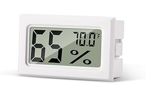 Atogou Mini Hygrometer Indoor Humidity Meter, Digital Humidity Gauge Indoor Thermometer (℉) for Home, Office, Reptile, Car, Greenhouse, Lab, Terrarium, Cellar, Humidors A02 White