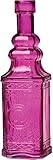 Luna Bazaar Small Vintage Glass Bottle (6.5-Inch, Square Design, Fuchsia Pink) - Flower Bud Vase - For Home Decor, Party Decorations, and Wedding Centerpieces