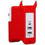 MOMAX USB C Quick Charger, Ultra Fast 3 Port 27W USB Wall Charger with 5V 3A Type-C Port and AutoMax Technology for Galaxy S7 / Edge / Plus, LG, Nexus, HTC and More (Red)