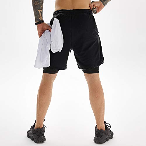 JWJ Men's 2 in 1 Workout Running Shorts 7 Inch Lightweight Athletic Gym