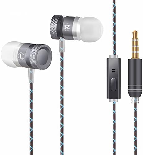 Wired In-Ear Metal Earphones, Stereo Bass Headphones with Mic by OARIE(Gray)