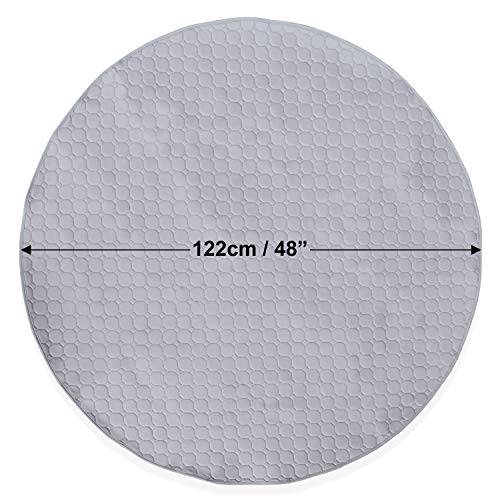 EZdom Washable Pee Pad for Dog Round 48" Reusable Puppy Potty Training Pee Mat Anti-Slip with Absorbing 4 Layers Polyester Material Complete with Dog Rope Chew Toy