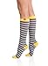 VIM & VIGR Women's 15-20 mmHg Compression Socks: Nautical Stripes - Grey, White, Yellow (Nylon) (Medium)
