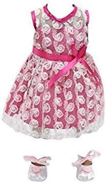Creative Home Supplies 18 inch Girl Doll Rose Lace Dress with Dance Shoes Toy Clothes Dress Deserve to Buy (Color : PINK, Size : 26cm)
