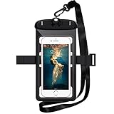 WorCord Universal Waterproof Case [Triple Lock] Cellphone Dry Bag Pouch with Armband Neck Strap for Outdoor Swimming Skiing Activies for iPhone, Samsung and More Smartphone up to 6.3 Inche – Black