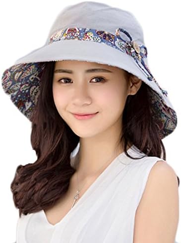 Womens Sun Hat Summer Reversible UPF 50+ Beach Hat Foldable Wide Brim Cap