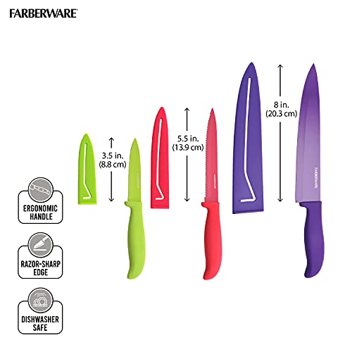 Farberware 6Piece NonStick Resin Kitchen Knife Set, DishwasherSafe Kitchen Knife Set with