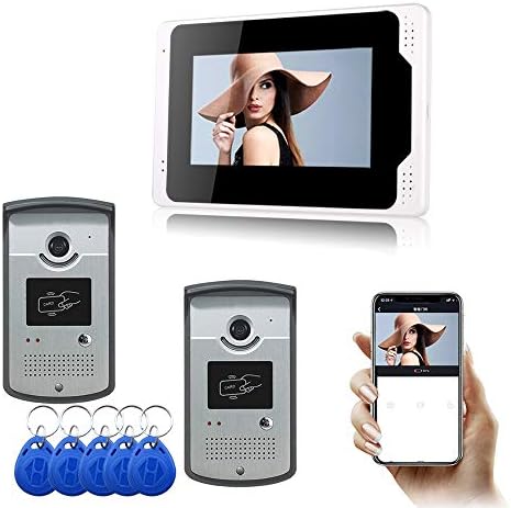 Wifiビデオドア電話ドアベルインターホンシステム 7インチlcdスクリーンモニターと2つのhd Irナイトビジョンカメラ付き 記録および画像 激安セール 監視 サポートロック解除
