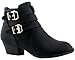 Top Moda Women's Side Zip High Block Heel Ankle Booties Black 8