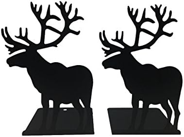 A Lovely Elk Shaped Metal Bookends-Literature Supplies For Kids Children Bedroom Library School Office Desk Study Gift(Black)