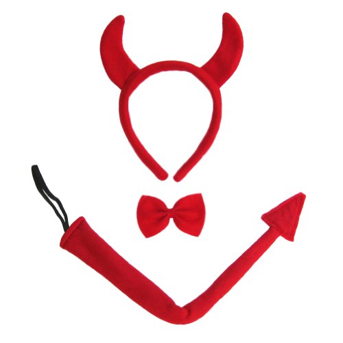SeasonsTrading Devil Horns, Tail, & Bow Tie Costume Set ~ Halloween Costume Kit
