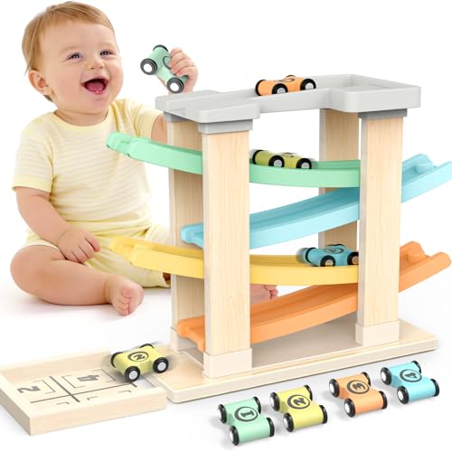 Toyzey Montessori Spielzeug ab 1 Jahr, Holzspielzeug Motorikspielzeug ab 1 2 Jahr Junge Kugelbahn Holz Kinderspielzeug ab 2 Jahre Geschenk Kinderspielzeug ab 1 2 Jahre Mädchen Junge Auto Spielzeug