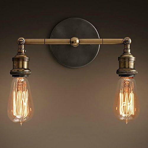 Hines Industrial Retro Vintage Style Light Double Expose Edison Bulb Iron Wall Sconce Wall Light Lamp use E26/27 Bulb 2 Light