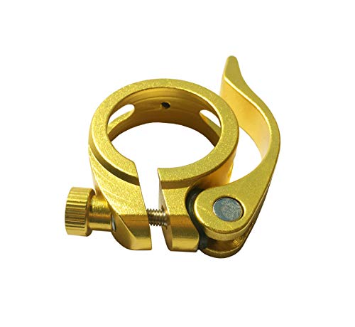 DEERU Aluminum Quick-Release Seat Post Clamp 40mm Bike Seat Clamp Fold Bike Seatpost Clamp, Gold