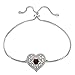 Sterling Silver Genuine Garnet and White Topaz Filigree Heart Adjustable Bracelet