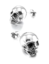 Fusamk Punk - Aretes de acero de titanio, diseño de calavera