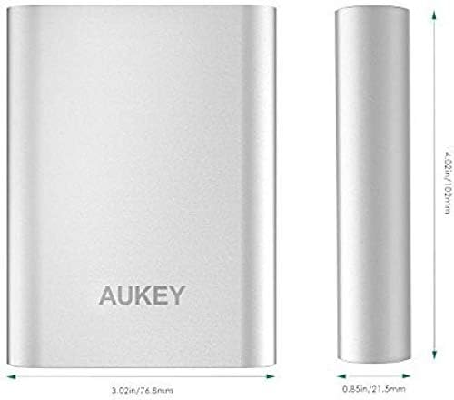 AUKEY 10050mAh Portable Charger with Qualcomm Quick Charge 3.0 Compatible Samsung Galaxy S8/S8+, LG G5/G6, HTC 10 and More - Silver