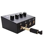 LyxPro STP10 Compact 4 Channel Headphone Amplifier 1/4" and 3.5mm (Mini 1/8") Stereo Mono & RCA Inputs, Clean Amplifier Circuit, Power On LED, for Home & Studio