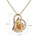 ZJchao 24K Women White Gold Rose Pendant Necklace Gift for Her Plated Rhinestone Heart Shaped Present for Christmas, Valentine's Day, Great Anniversary, Mother's Day, Birthday
