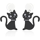 Acrylic Cartoon Black Cat Dangle Earrings for Women Cute Animal Pet Cat Drop Earrings Resin Earrings Jewelry Birthday Gifts
