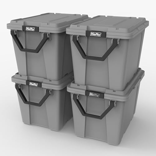 Hefty MAX Pro 28 Gallon Wheeled Storage Bins with Lids, Heavy Duty Rolling Stor…