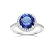 Sterling Silver Simulated Blue Sapphire and Cubic Zirconia Round Halo Ring